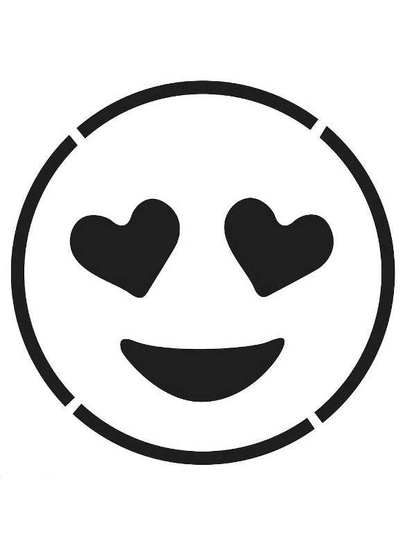 Print Heart Eyes emoji kleurplaat